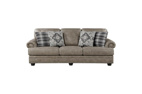 Franklin Brown Modern Traditional Solid Wood And Plywood Faux Leather Upholstery Sofa - Ella Furniture