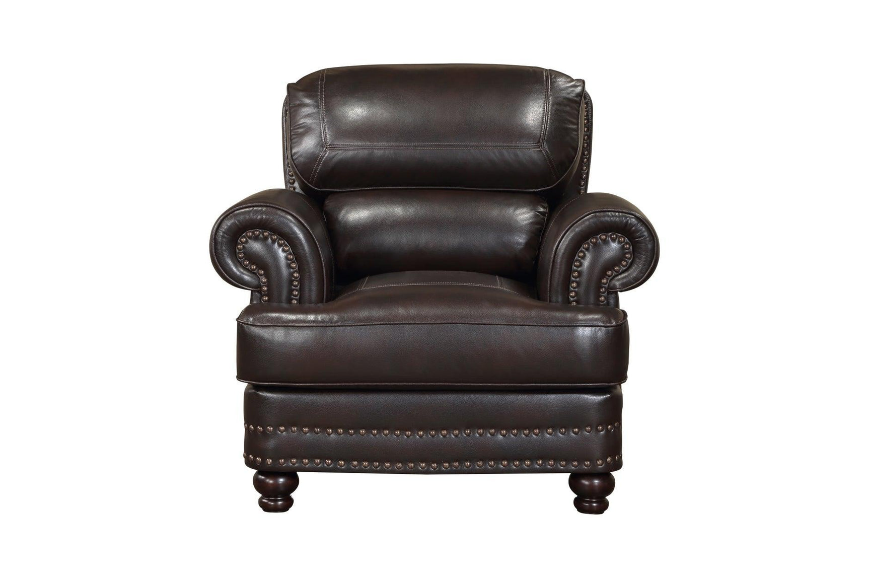 Milford Brown Traditional Contemporary Solid Wood And Plywood Faux Leather Upholstery Sofa - Ella Furniture