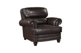 Milford Brown Traditional Contemporary Solid Wood And Plywood Faux Leather Upholstery Sofa - Ella Furniture