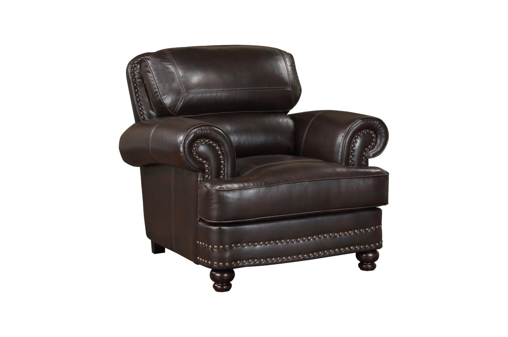 Milford Brown Traditional Contemporary Solid Wood And Plywood Faux Leather Upholstery Sofa - Ella Furniture
