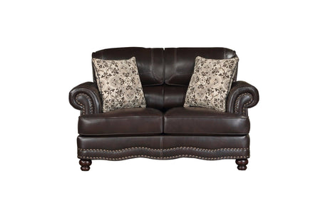 Milford Brown Traditional Contemporary Solid Wood And Plywood Faux Leather Upholstery Sofa - Ella Furniture