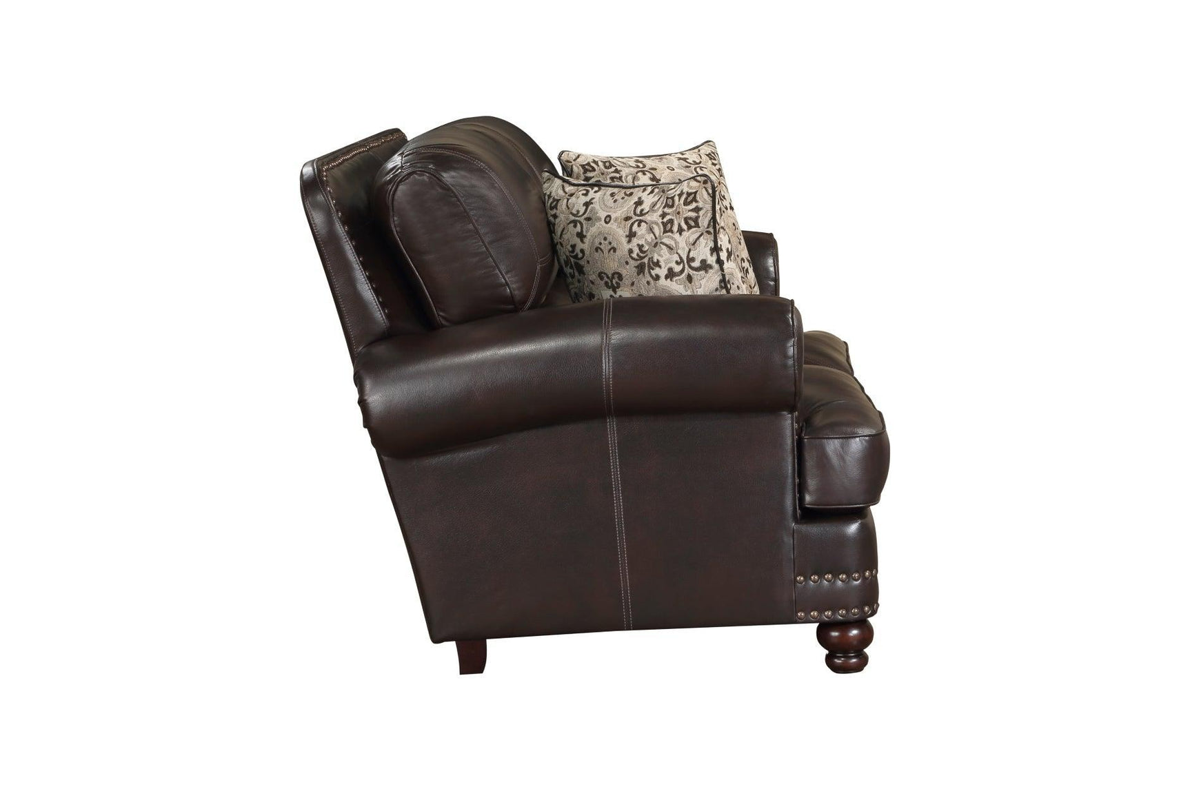 Milford Brown Traditional Contemporary Solid Wood And Plywood Faux Leather Upholstery Sofa - Ella Furniture
