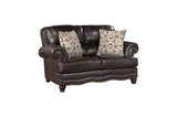 Milford Brown Traditional Contemporary Solid Wood And Plywood Faux Leather Upholstery Sofa - Ella Furniture
