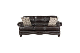 Milford Brown Traditional Contemporary Solid Wood And Plywood Faux Leather Upholstery Sofa - Ella Furniture