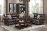 Milford Brown Traditional Contemporary Solid Wood And Plywood Faux Leather Upholstery Sofa - Ella Furniture