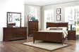 Mayville Burnished Brown Cherry Modern Traditional Solid Wood Panel Bedroom Set - Ella Furniture