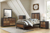Cooper Dark Ebony And Rustic Mahogany Modern Industrial Faux-wood Veneer Youth Panel Bedroom Set - Ella Furniture