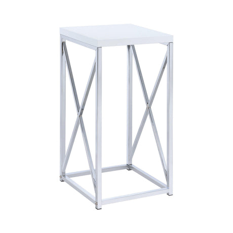 Edmund Accent Table With X-cross Glossy White And Chrome - Ella Furniture