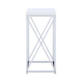 Edmund Accent Table With X-cross Glossy White And Chrome - Ella Furniture