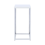Edmund Accent Table With X-cross Glossy White And Chrome - Ella Furniture