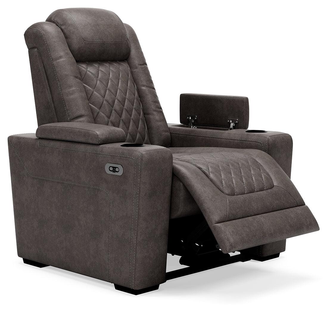 Hyllmont Gray Faux Leather Recliner - Ella Furniture