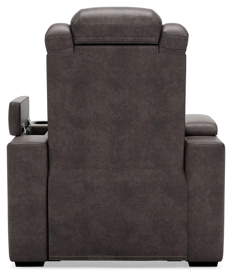 Hyllmont Gray Faux Leather Recliner - Ella Furniture