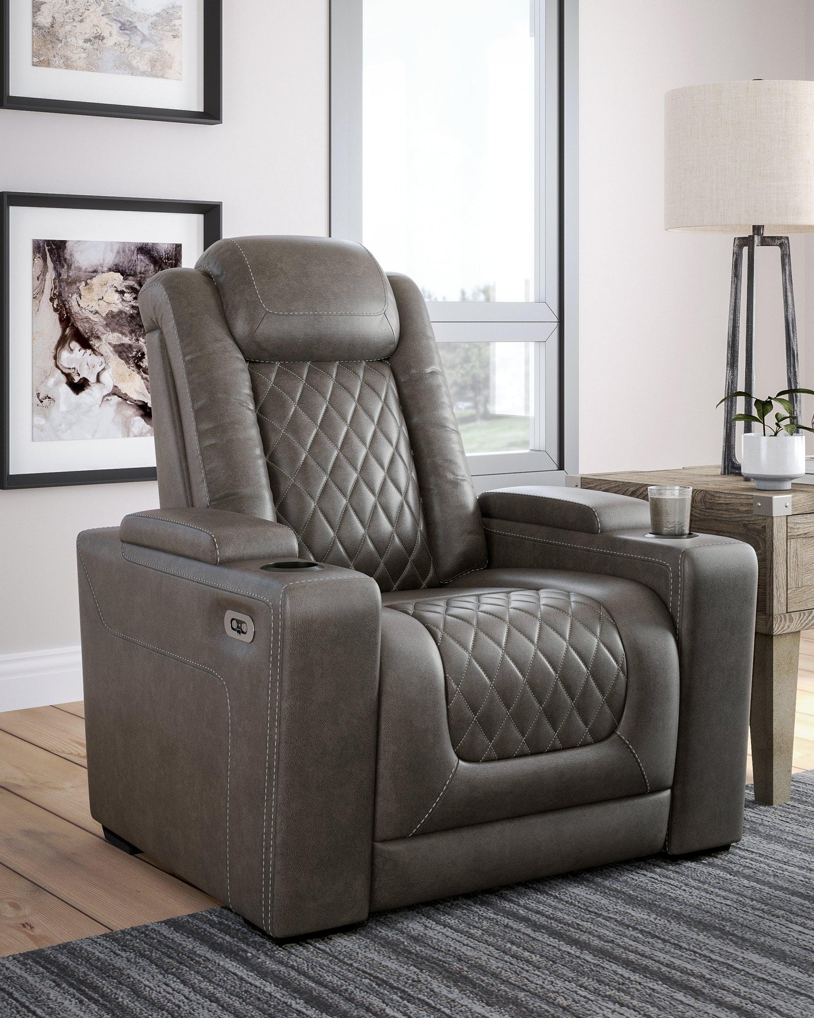 Hyllmont Gray Faux Leather Recliner