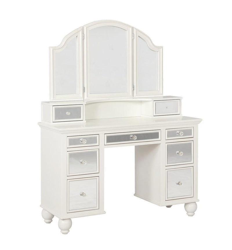 Reinhart 2-Piece Vanity Set White And Beige - Ella Furniture