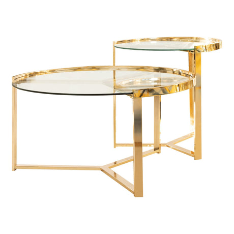 Delia 2-Piece Round Nesting Table Clear And Gold - Ella Furniture