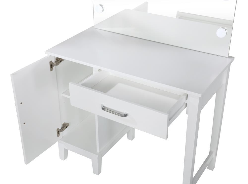 Elijah Vanity Set With LED Lights White And Dark Grey - Ella Furniture