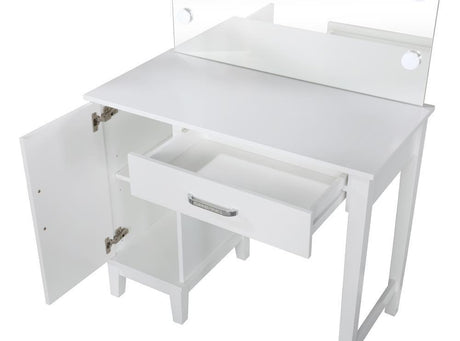Elijah Vanity Set With LED Lights White And Dark Grey - Ella Furniture