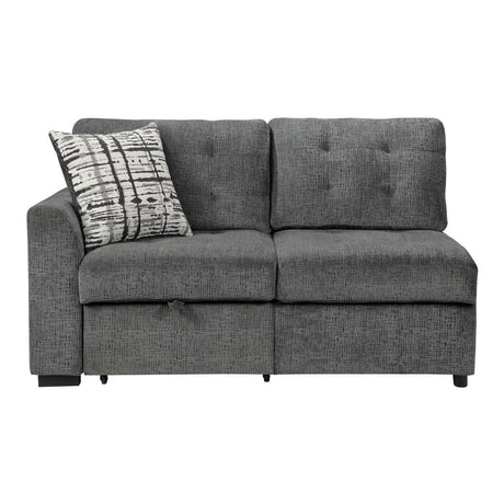 Lanning Gray Chenille Fabric Upholstery 3-Piece Sectional With Pull-out Bed And Pull-out Ottoman - Ella Furniture