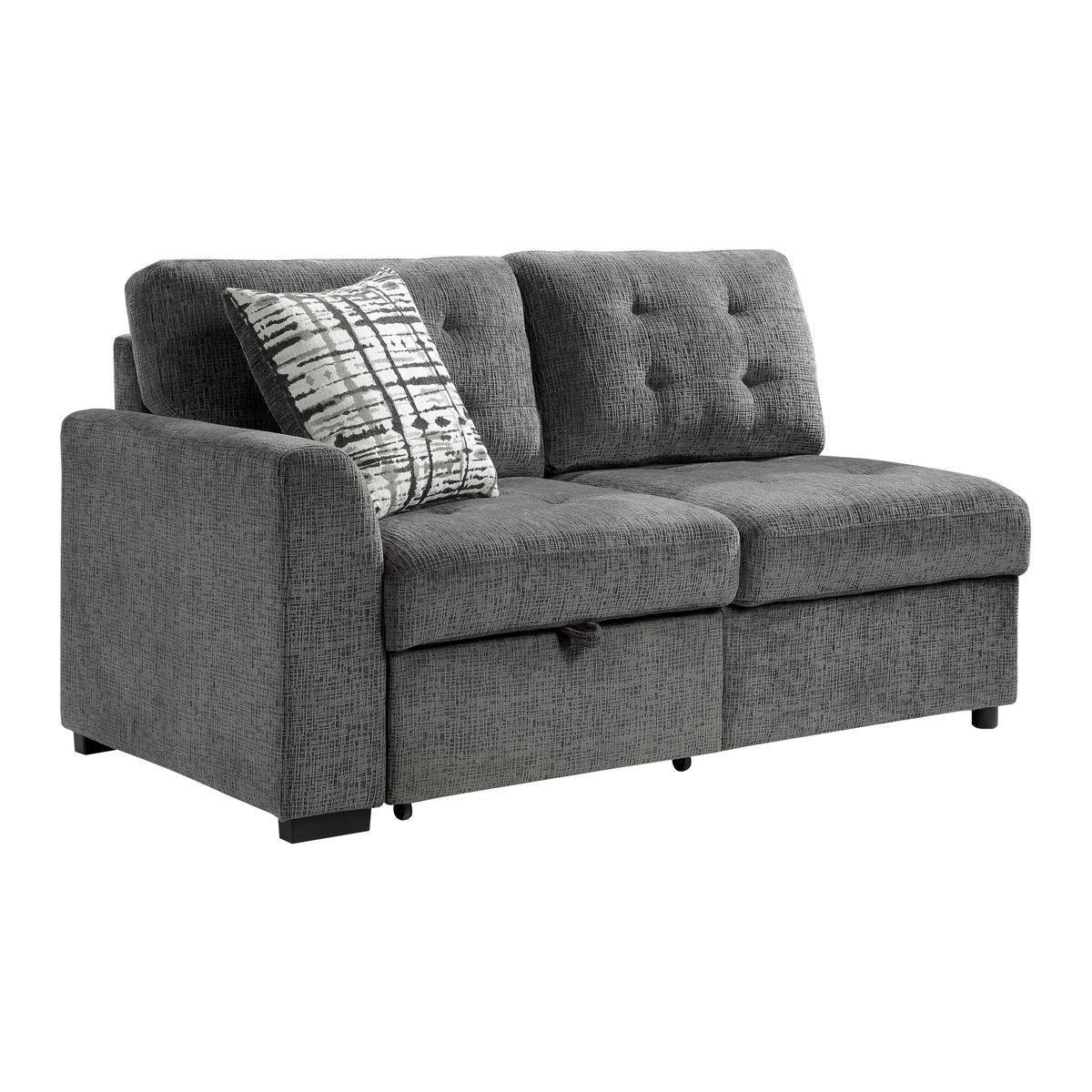 Lanning Gray Chenille Fabric Upholstery 3-Piece Sectional With Pull-out Bed And Pull-out Ottoman - Ella Furniture