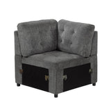 Lanning Gray Chenille Fabric Upholstery 3-Piece Sectional With Pull-out Bed And Pull-out Ottoman - Ella Furniture