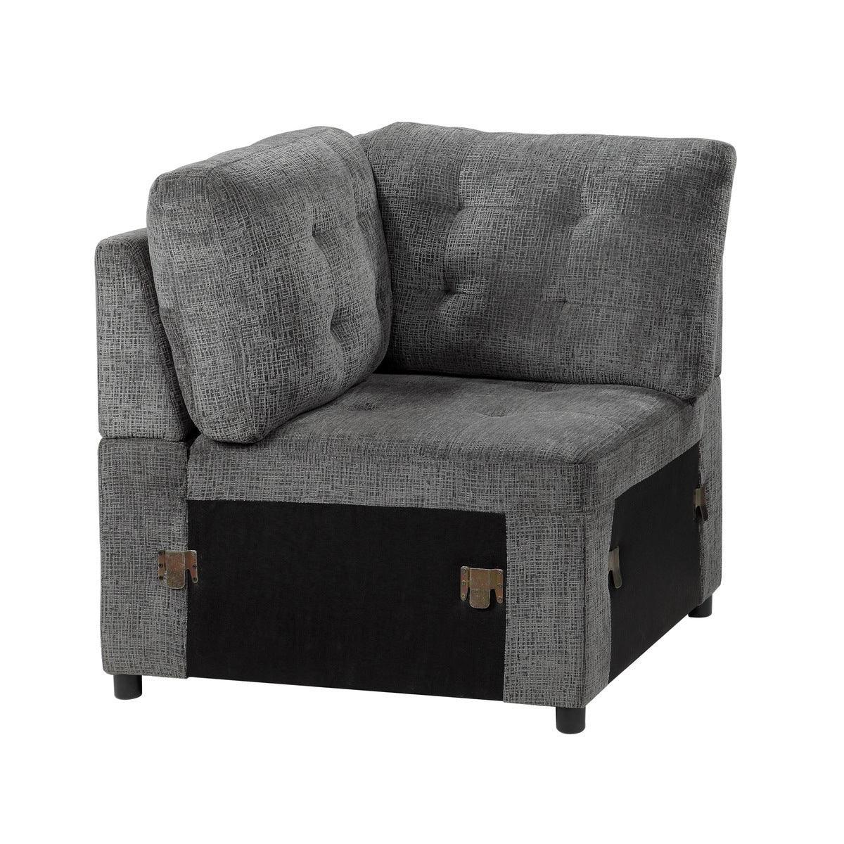 Lanning Gray Chenille Fabric Upholstery 3-Piece Sectional With Pull-out Bed And Pull-out Ottoman - Ella Furniture