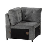 Lanning Gray Chenille Fabric Upholstery 3-Piece Sectional With Pull-out Bed And Pull-out Ottoman - Ella Furniture