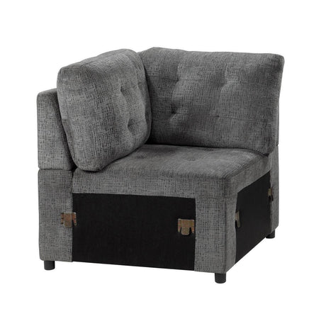 Lanning Gray Chenille Fabric Upholstery 3-Piece Sectional With Pull-out Bed And Pull-out Ottoman - Ella Furniture