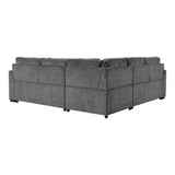 Lanning Gray Chenille Fabric Upholstery 3-Piece Sectional With Pull-out Bed And Pull-out Ottoman - Ella Furniture