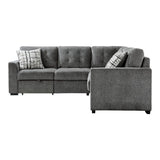 Lanning Gray Chenille Fabric Upholstery 3-Piece Sectional With Pull-out Bed And Pull-out Ottoman - Ella Furniture