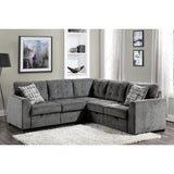 Lanning Gray Chenille Fabric Upholstery 3-Piece Sectional With Pull-out Bed And Pull-out Ottoman - Ella Furniture