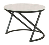 Miguel Round Accent Table With Marble Top White And Black - Ella Furniture
