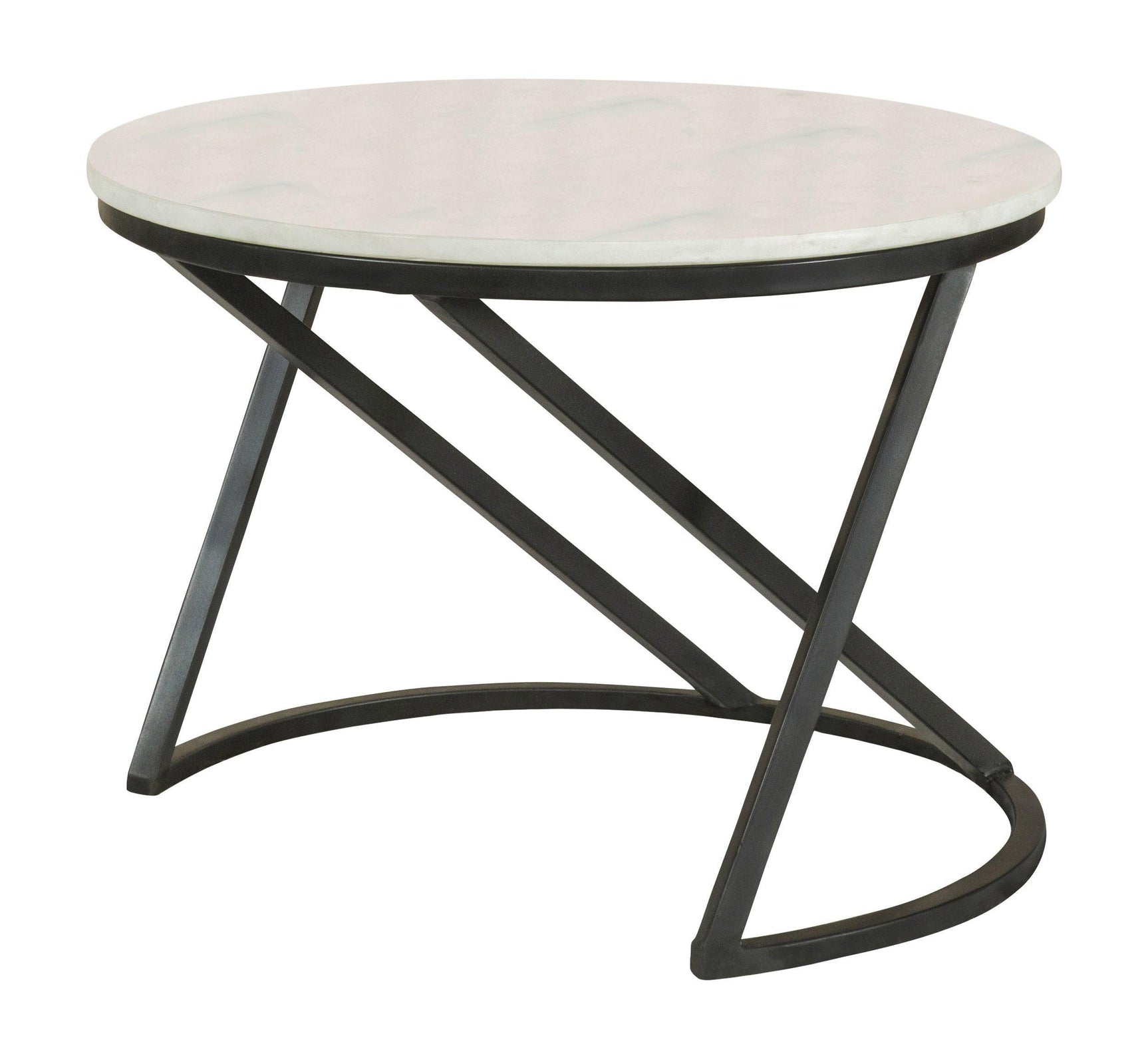 Miguel Round Accent Table With Marble Top White And Black - Ella Furniture