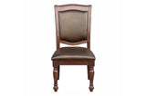 Lordsburg Brown Cherry Classic Solid Wood Faux Leather Upholstered Seat Round Dining Room Set - Ella Furniture