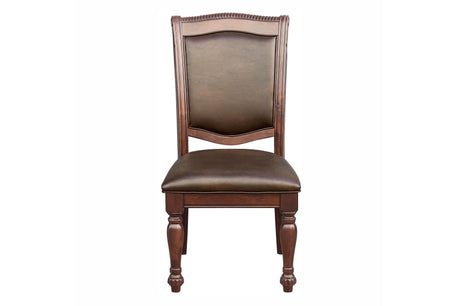 Lordsburg Brown Cherry Classic Solid Wood Faux Leather Upholstered Seat Round Dining Room Set - Ella Furniture