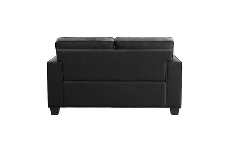 Elmont Black Solid Wood And Plywood Textured Fabric Upholstery 2Pc Set: Sofa, Love - Ella Furniture