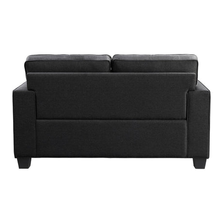Elmont Black Transitional Solid Wood And Plywood Textured Fabric Upholstery Love Seat - Ella Furniture
