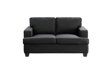 Elmont Black Solid Wood And Plywood Textured Fabric Upholstery 2Pc Set: Sofa, Love - Ella Furniture