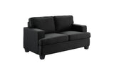 Elmont Black Solid Wood And Plywood Textured Fabric Upholstery 2Pc Set: Sofa, Love - Ella Furniture