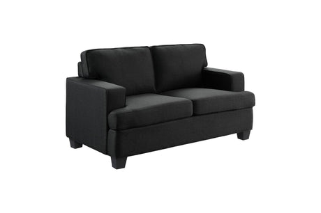 Elmont Black Solid Wood And Plywood Textured Fabric Upholstery 2Pc Set: Sofa, Love - Ella Furniture