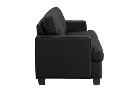 Elmont Black Solid Wood And Plywood Textured Fabric Upholstery 2Pc Set: Sofa, Love - Ella Furniture