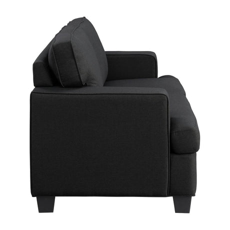 Elmont Black Transitional Solid Wood And Plywood Textured Fabric Upholstery Love Seat - Ella Furniture
