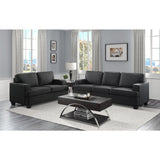 Elmont Black Transitional Solid Wood And Plywood Textured Fabric Upholstery Love Seat - Ella Furniture