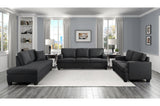 Elmont Black Solid Wood And Plywood Textured Fabric Upholstery 2Pc Set: Sofa, Love - Ella Furniture