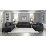 Elmont Black Transitional Solid Wood And Plywood Textured Fabric Upholstery Love Seat - Ella Furniture
