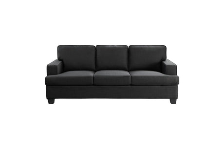 Elmont Black Solid Wood And Plywood Textured Fabric Upholstery 2Pc Set: Sofa, Love - Ella Furniture