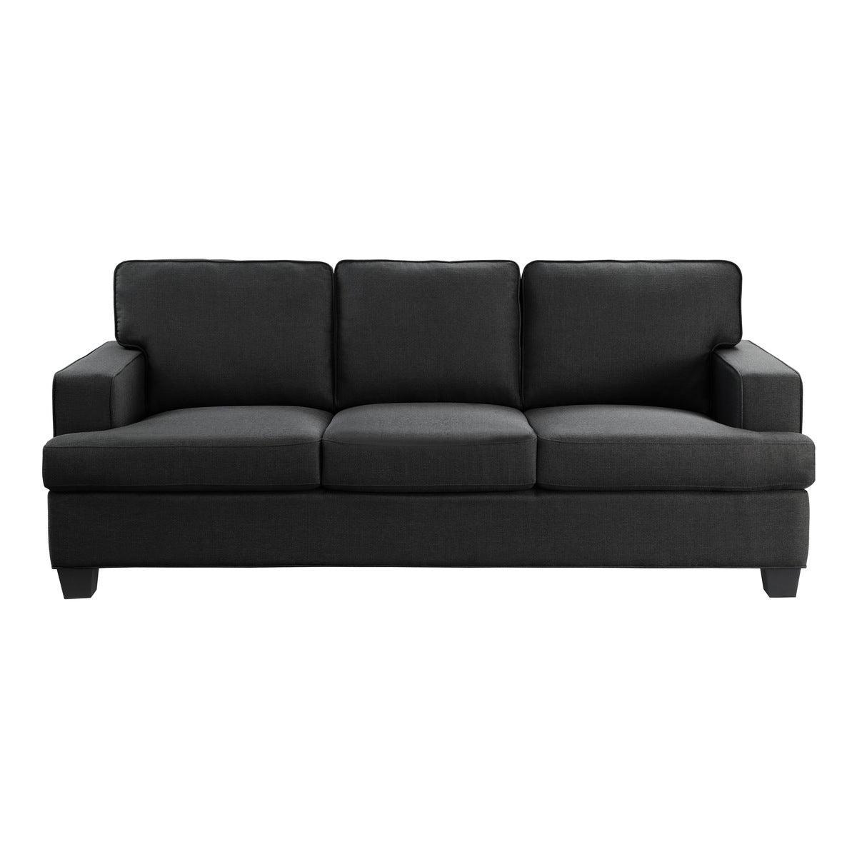Elmort Black Modern Transitional Solid Wood And Plywood Textured Fabric Upholstery Sofa - Ella Furniture