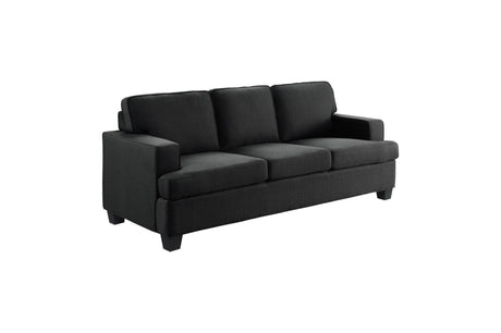 Elmont Black Solid Wood And Plywood Textured Fabric Upholstery 2Pc Set: Sofa, Love - Ella Furniture