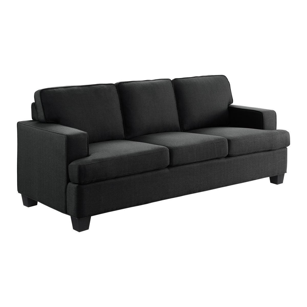 Elmort Black Modern Transitional Solid Wood And Plywood Textured Fabric Upholstery Sofa - Ella Furniture