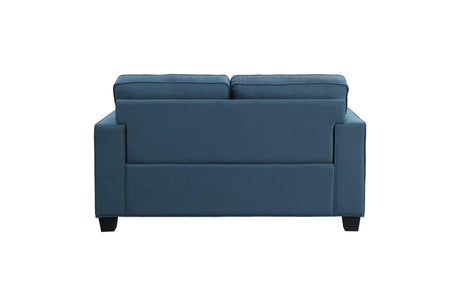 Elmont Blue Solid Wood And Plywood Textured Fabric Upholstery 2Pc Set: Sofa, Love - Ella Furniture