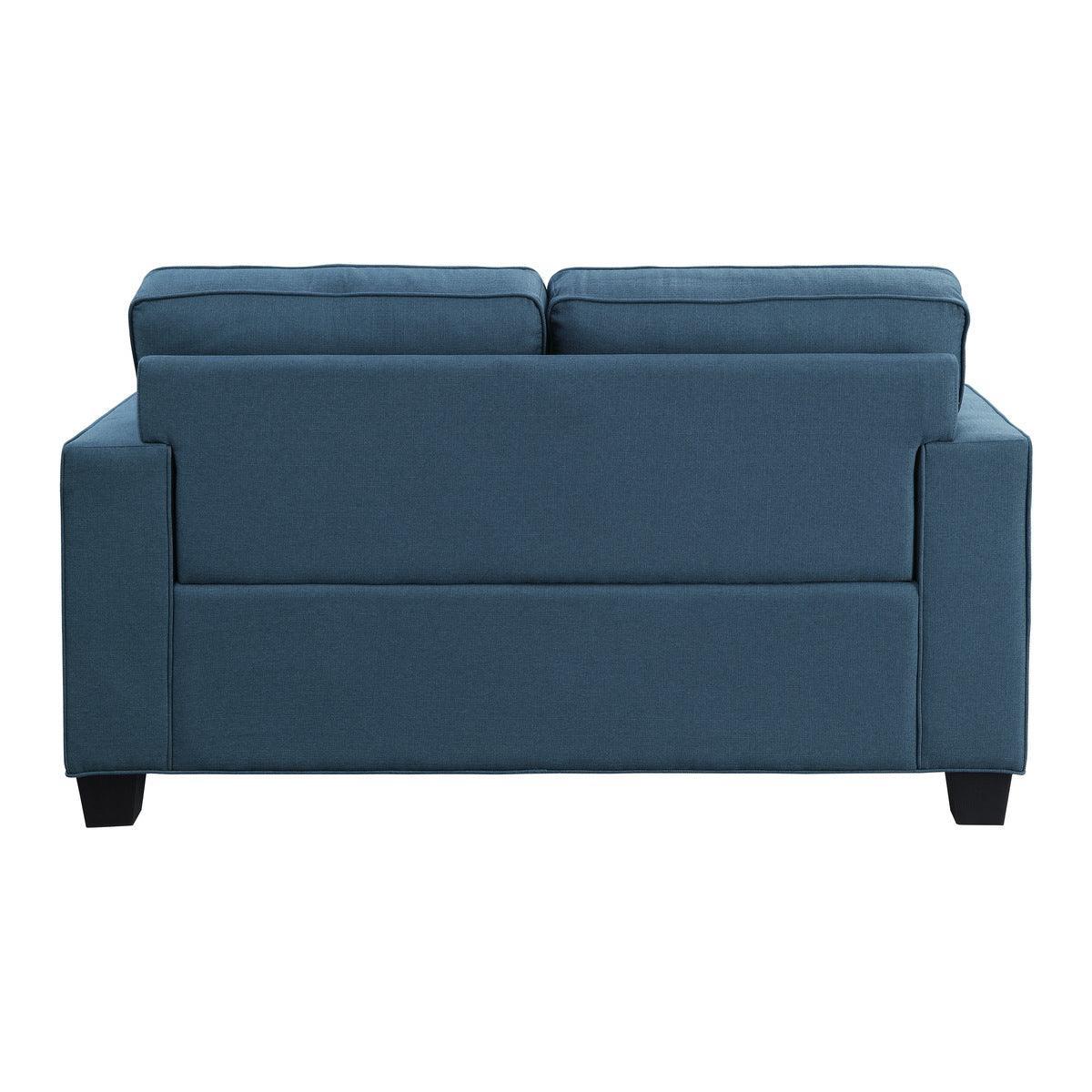 Elmont Blue Modern Transitional Solid Wood And Plywood Textured Fabric Upholstery Loveseat - Ella Furniture